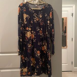 Old Navy Swing Dress in Navy Blue Florals